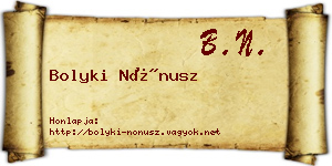 Bolyki Nónusz névjegykártya